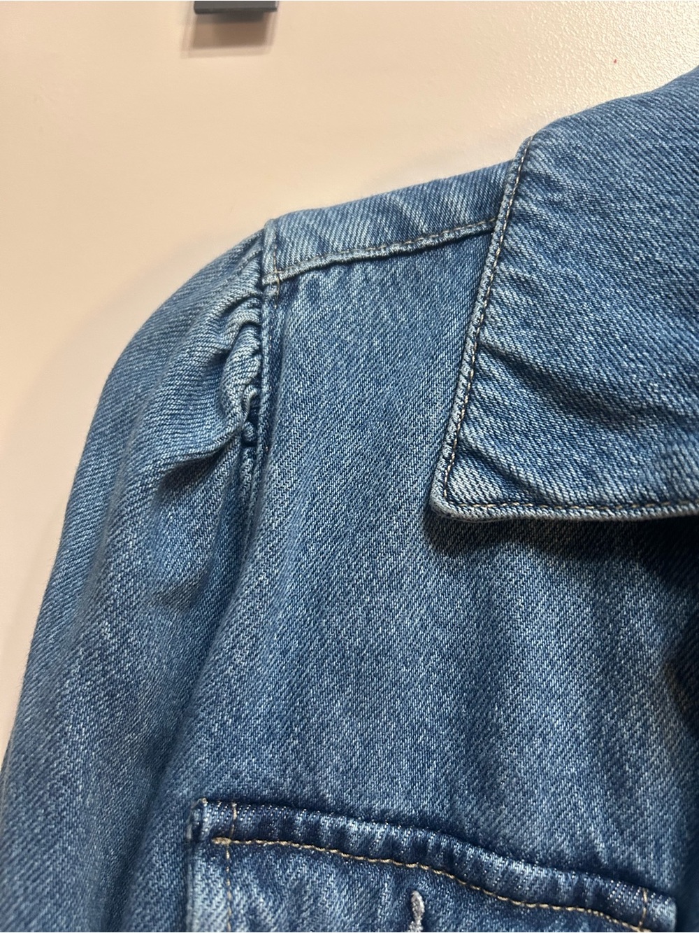 PAIGE Medium Blue Denim Jacket with Leather Logo Patch - Picture 2 of 4
